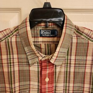 Polo by Ralph Lauen plaid short sleeve shirt.  Size XL